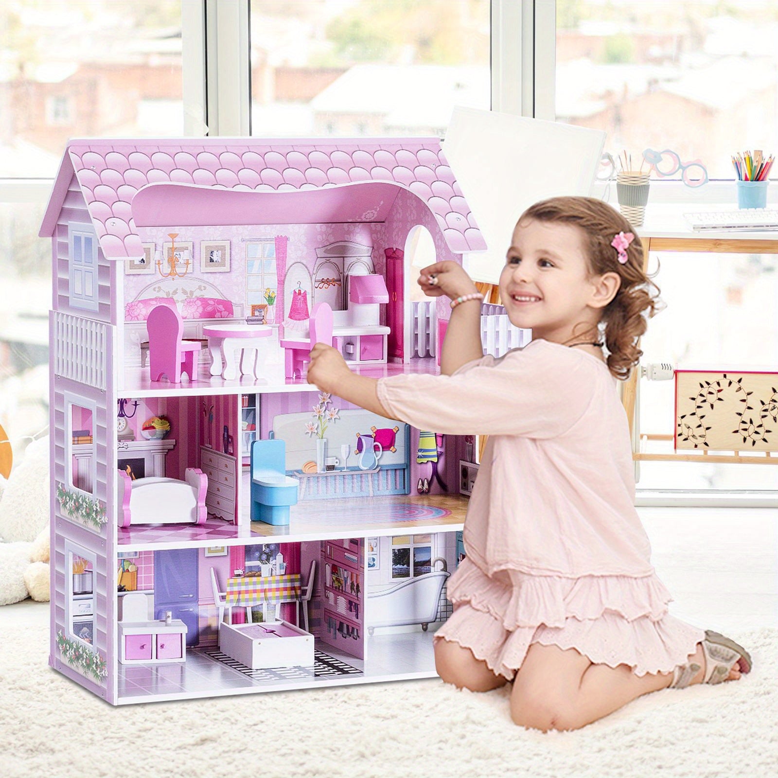 Best 3-tier dollhouse for children's pretend play