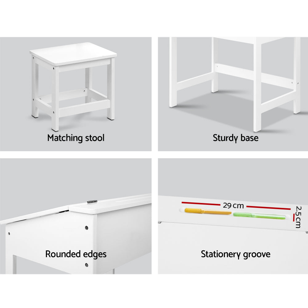 Kids table and chair set with easy cleaning surface