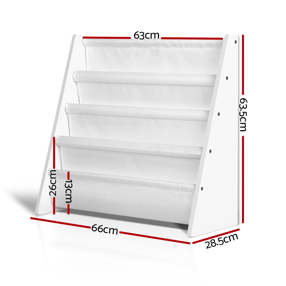 Keezi 4 Tiers Kids Bookshelf - White