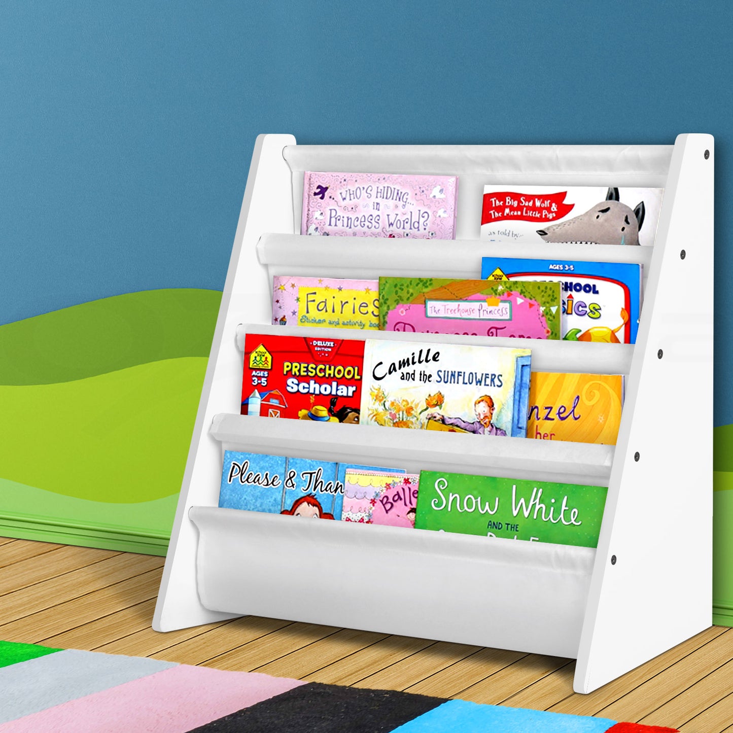 Keezi 4 Tiers Kids Bookshelf - White