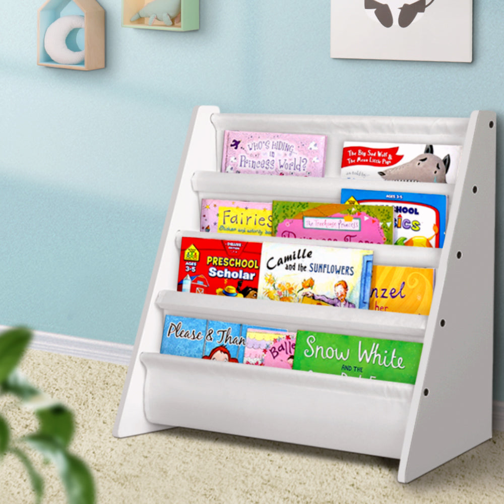 Keezi 4 Tiers Kids Bookshelf - White