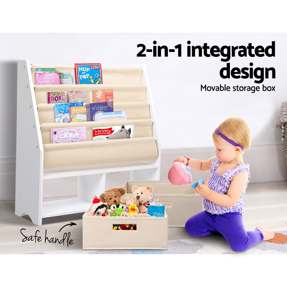 baby room 4 Tiers Kids Bookshelf Plus Toy Storage - Milk