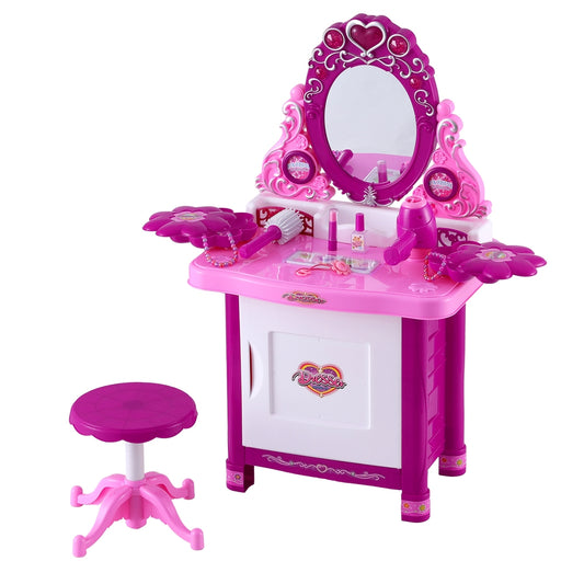 Kids Toy Dressing Table and Chair Pretend Play Set