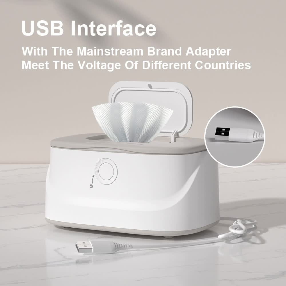 Portable baby wipe warmer with adjustable heat