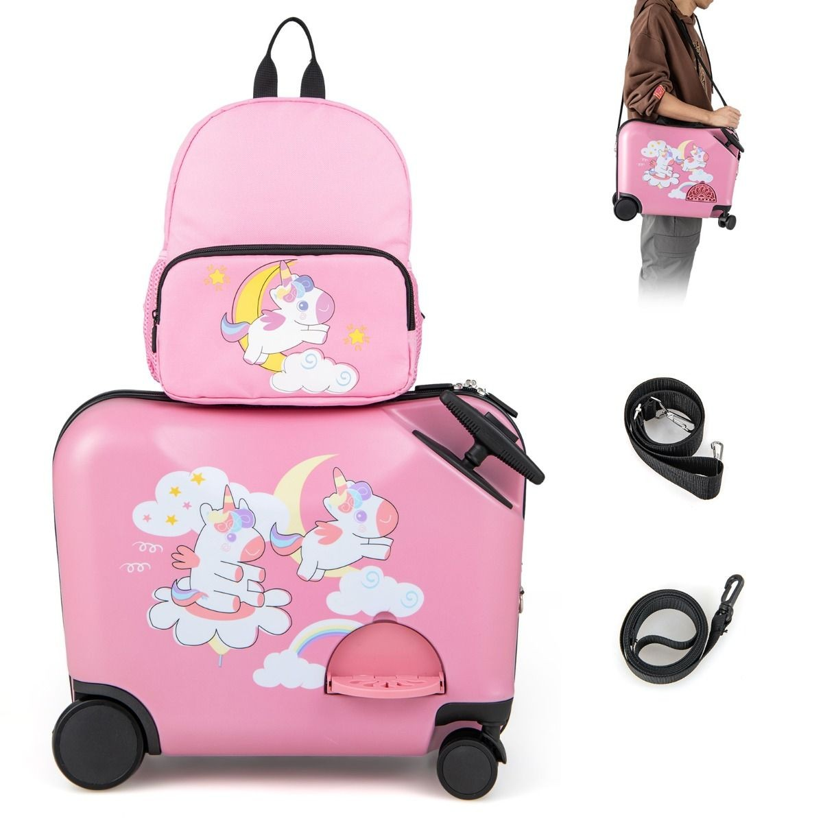 2pcs Kids Ride-on Luggage Set for Girls